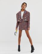 Asos Design Pop Boucle Mini Skirt Suit - Multi
