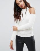 Lipsy Cold Shoulder Sweater - Cream