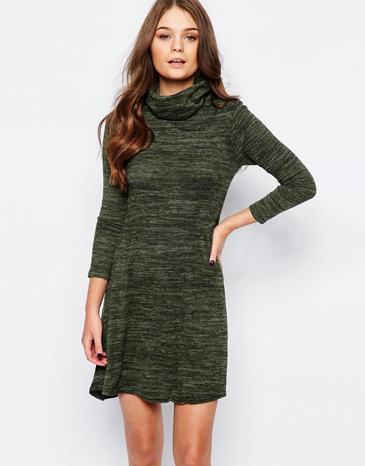 New Look Cowl Neck Swing Dress - Green
