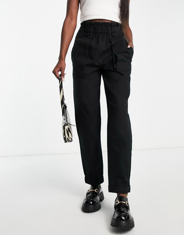 Object Organic Cotton High Waisted Clean Utility Pant In Black