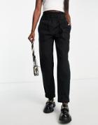 Object Organic Cotton High Waisted Clean Utility Pant In Black