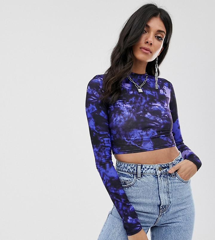 Collusion Tall Tie Dye Crop Top-multi