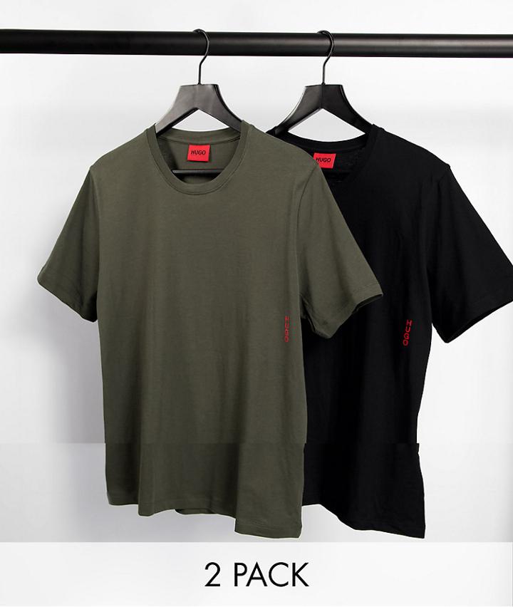 Hugo Bodywear 2 Pack T-shirt In Black And Khaki