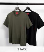 Hugo Bodywear 2 Pack T-shirt In Black And Khaki