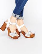 Asos Trust Leather Heart Heeled Sandals - White