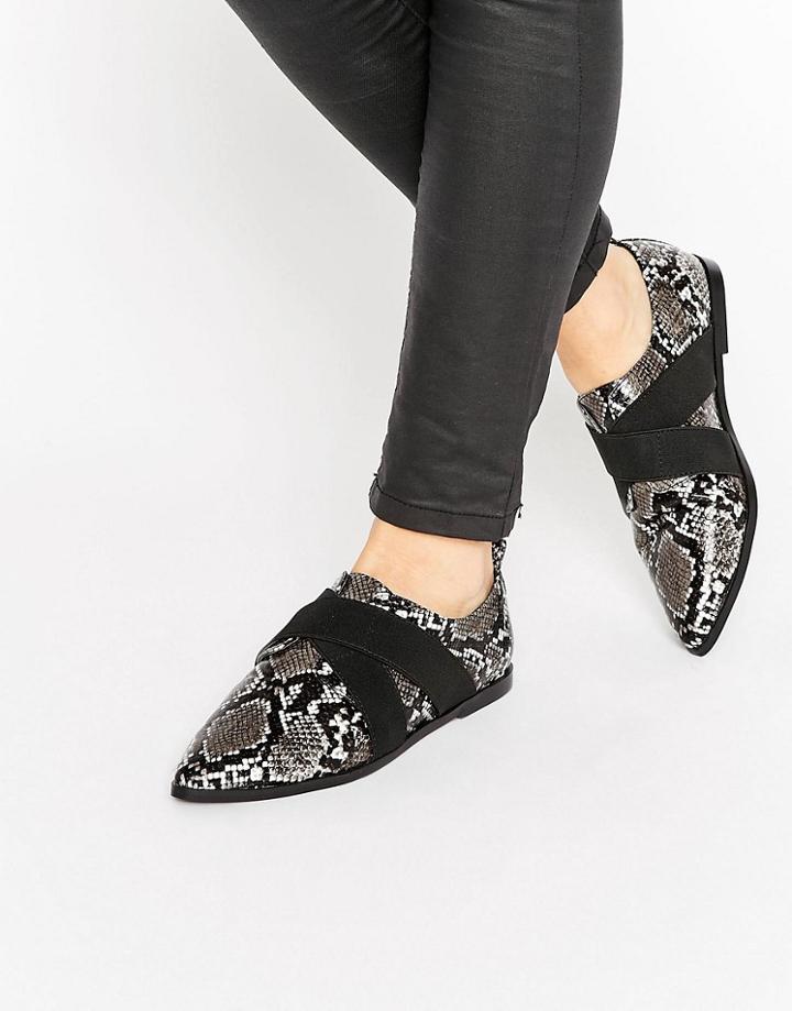 Asos Motor Pointed Flat Shoes - Black