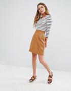Oasis Patched Suedette Skirt - Tan