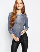 Only Chunky Knit Cropped Sweater - Vintage Indigo