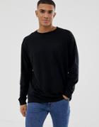 New Look Oversized Long Sleeve Cuff T-shirt In Black