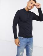 Asos Design Muscle Polo In Black