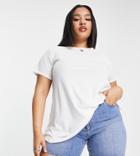Yours Short Sleeve Ribbed Swing Top In White