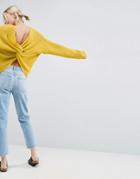 Asos Chunky Sweater Twist Back - Yellow