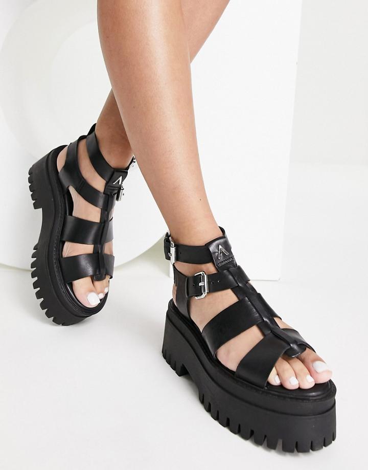 Asra Phoenix Leather Chunky Sandals In Black