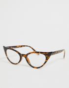 Svnx Clear Lens Cat Eye Glasses In Tort - Brown