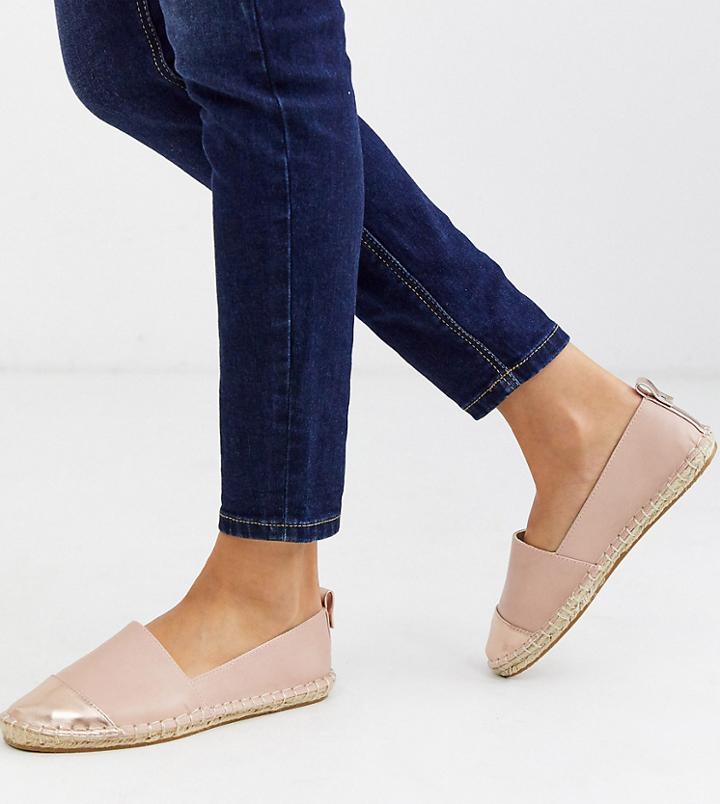 Asos Design Wide Fit Jacey Espadrilles In Pink/rose Gold