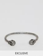 Reclaimed Vintage Inspired Silver Skull Bangle Exclusive To Asos - Silver