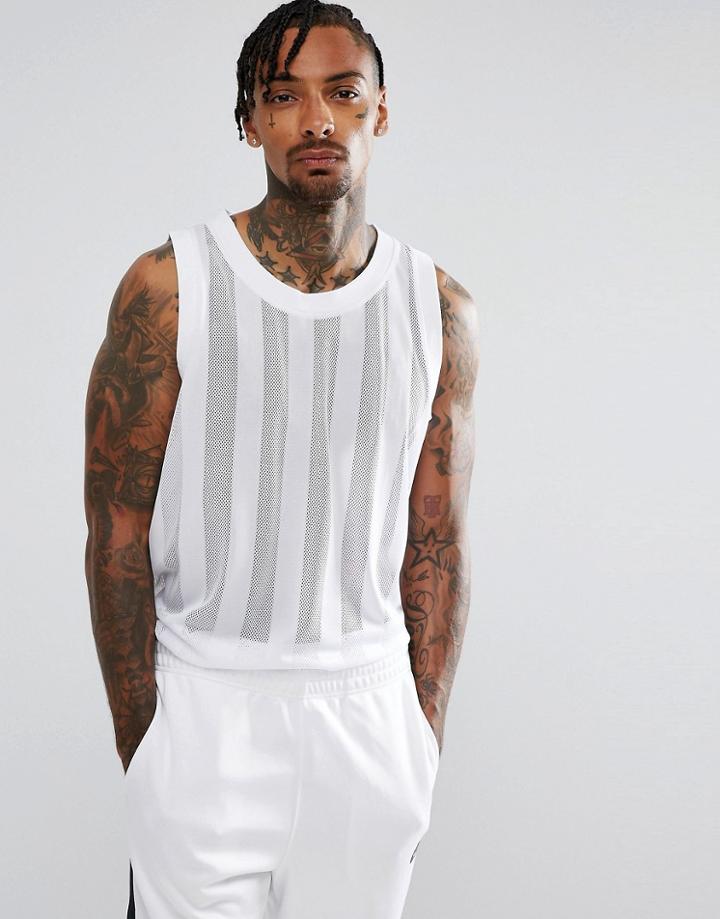 Asos Oversized Tank With Vertical Mesh Stripe In White - White