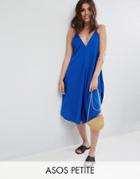Asos Petite Cami Beach Dress With Dipped Hem - Blue