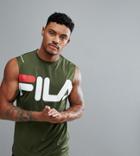 Fila Black Line Sport Tank With Large Logo In Green - White