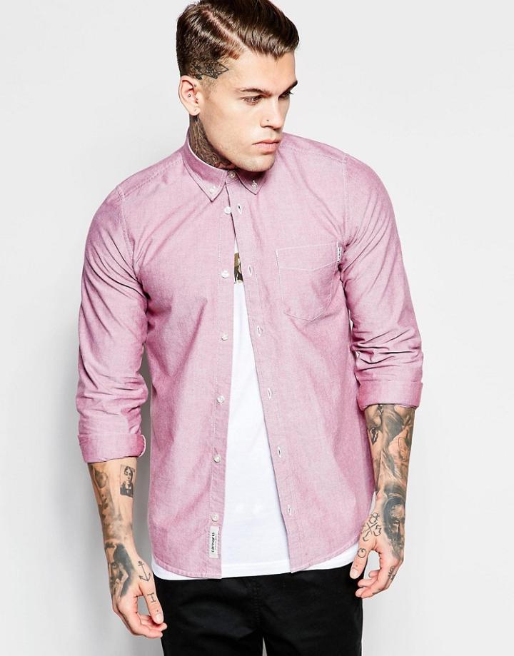 Carhartt Wip Rogers Shirt In Slim Fit - Burgundy