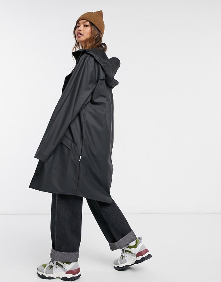 Rains Long Waterproof Jacket In Black
