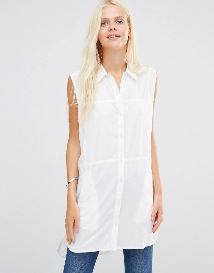 Daisy Street Sleeveless Shirt - White