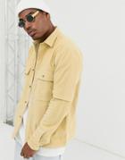 Asos Design Oversized Chunky Cord Shirt With Double Pockets In Yellow