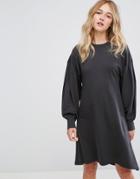 Monki Skater Midi Sweat Dress - Black