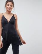 Asos Design Fuller Bust Longline Plunge Cami In Black - Black