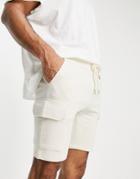 Asos Design Jersey Shorts With Cargo Pockets In Beige-neutral