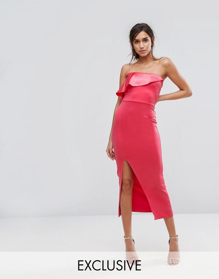 Silver Bloom Bandeu Maxi Dress With Overlay In Satin - Orange