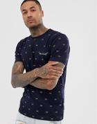 Nicce T-shirt With All Over Logo In Navy