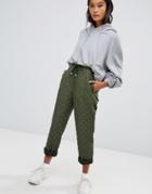 Asos Design Quilted Joggers In Green - Green