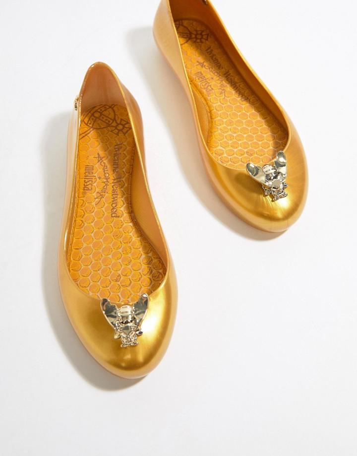 Vivienne Westwood Space Love Flat Ballerinas - Gold