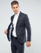 Selected Homme Slim Suit Jacket In Wool Mix With Grid Check - Navy