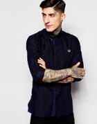 Fred Perry Oxford Shirt With Gingham Trim - Navy