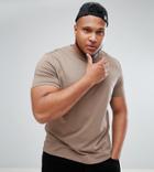 Asos Design Plus T-shirt With Crew Neck In Brown - Brown