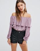Pixie & Diamond Off The Shoulder Crop Top - Purple