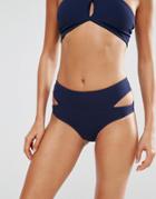 Beach Riot Navy Cut Out High Waist Bikini Bottom - Navy
