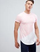 Hollister Curved Hem Washed Out T-shirt Seagull Logo Slim Fit In Pink - Pink