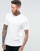 Asos Polo Shirt In Lightweight Rib In Off-white - White