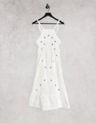 Free People Dewdrop Maxi Cami Dress With Lace Inserts-white