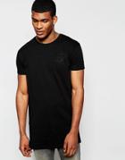 Siksilk Longline T-shirt With Curved Hem And Pleated Back Detail - Black