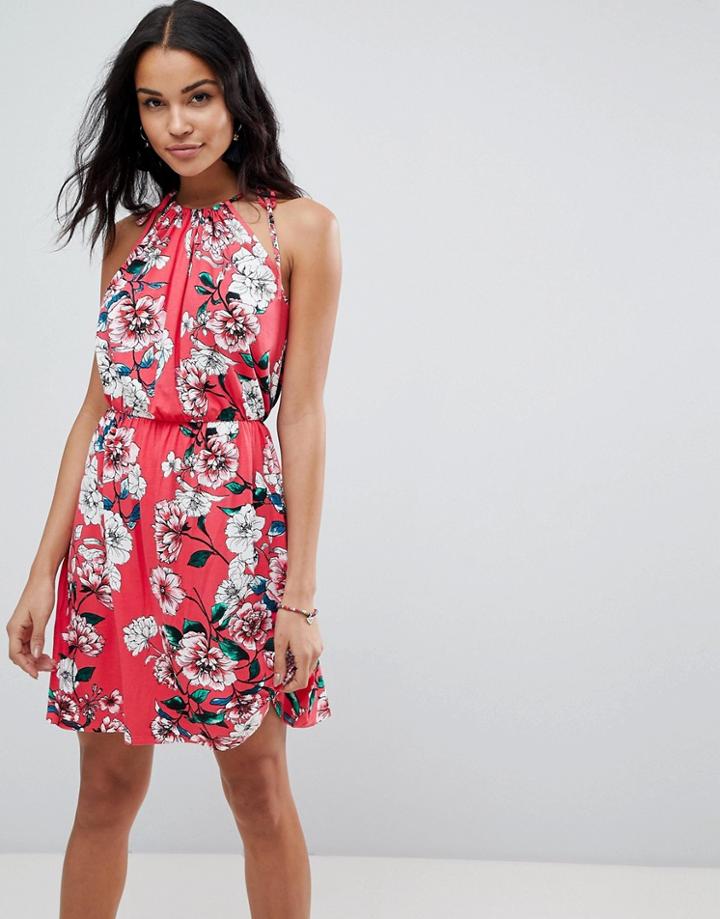 Asos Mini Drapey Sundress In Floral Print - Multi