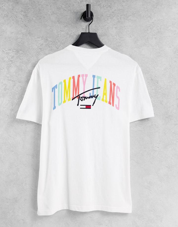 Tommy Jeans Pastel Collection Collegiate Back Logo Print T-shirt In White