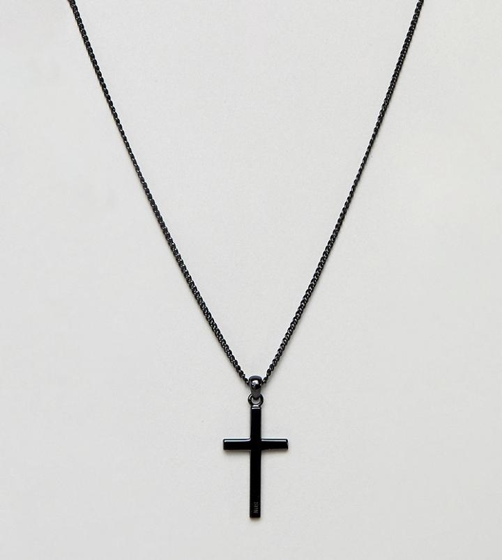 Serge Denimes Gunmetal Cross Necklace In Sterling Silver Exclusive To Asos - Silver