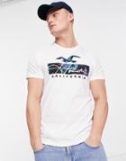 Hollister Front Tie Dye Fill Logo T-shirt In White
