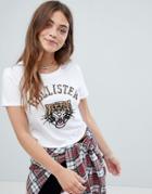 Hollister Crop T-shirt With Sequin Tiger - White