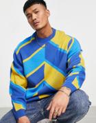 Asos Design Knitted Sweater With Spliced Stripes-multi