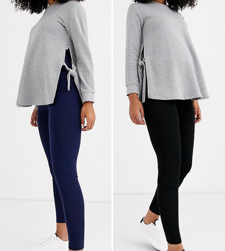 New Look Maternity 2 Pack Leggings In Navy And Black